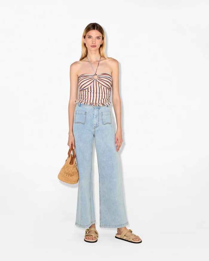 Elegant Striped Halter Top - Image 1