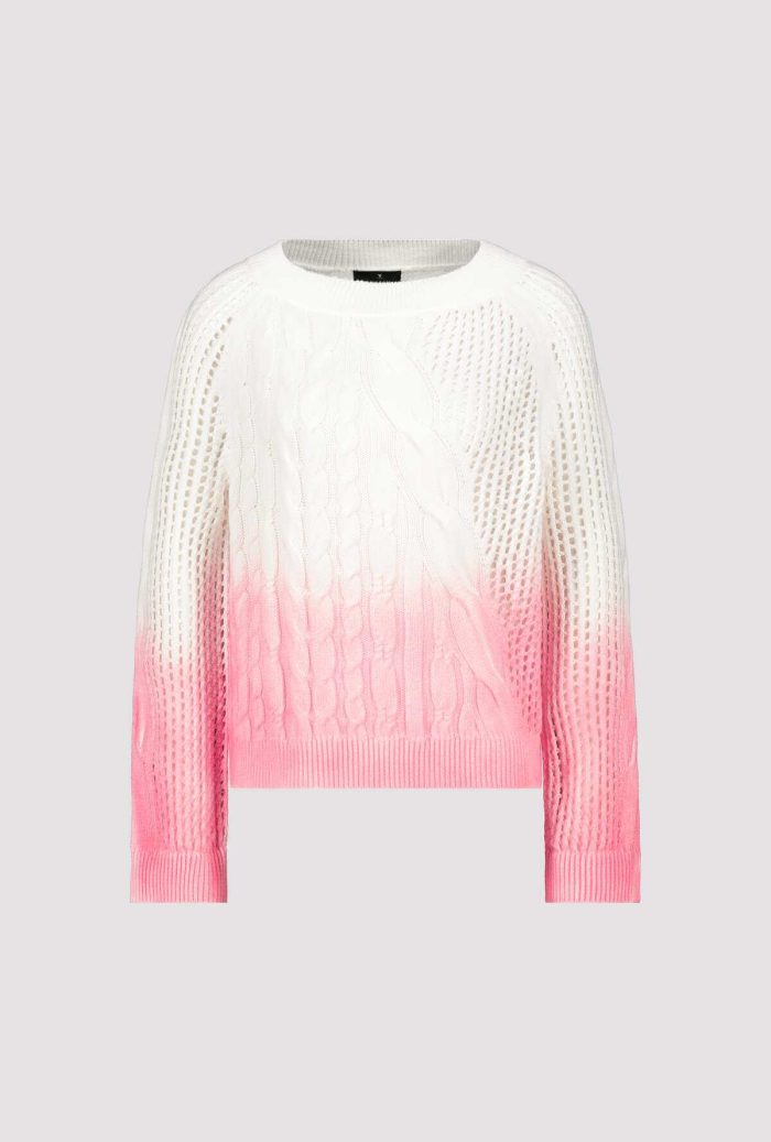 Gradient Knit Sweater With Openwork Design - Image 4