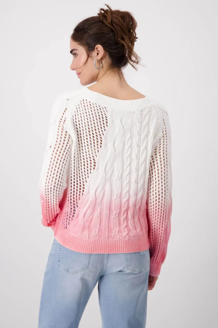 Gradient Knit Sweater With Openwork Design - Image 5